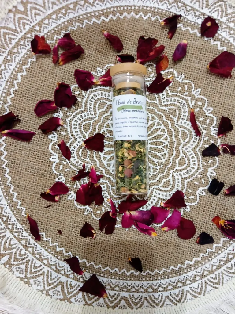 Fiole Thé "L'Eveil de Brutus - Bio Vrac" en Verre & Bambou-  vrac 10g à 15g