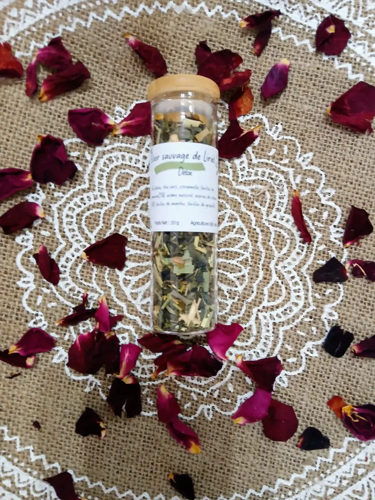 Fiole Thé "Elixir sauvage de Liriel" - Bio Vrac" en Verre & Bambou-  vrac 10g à 15g