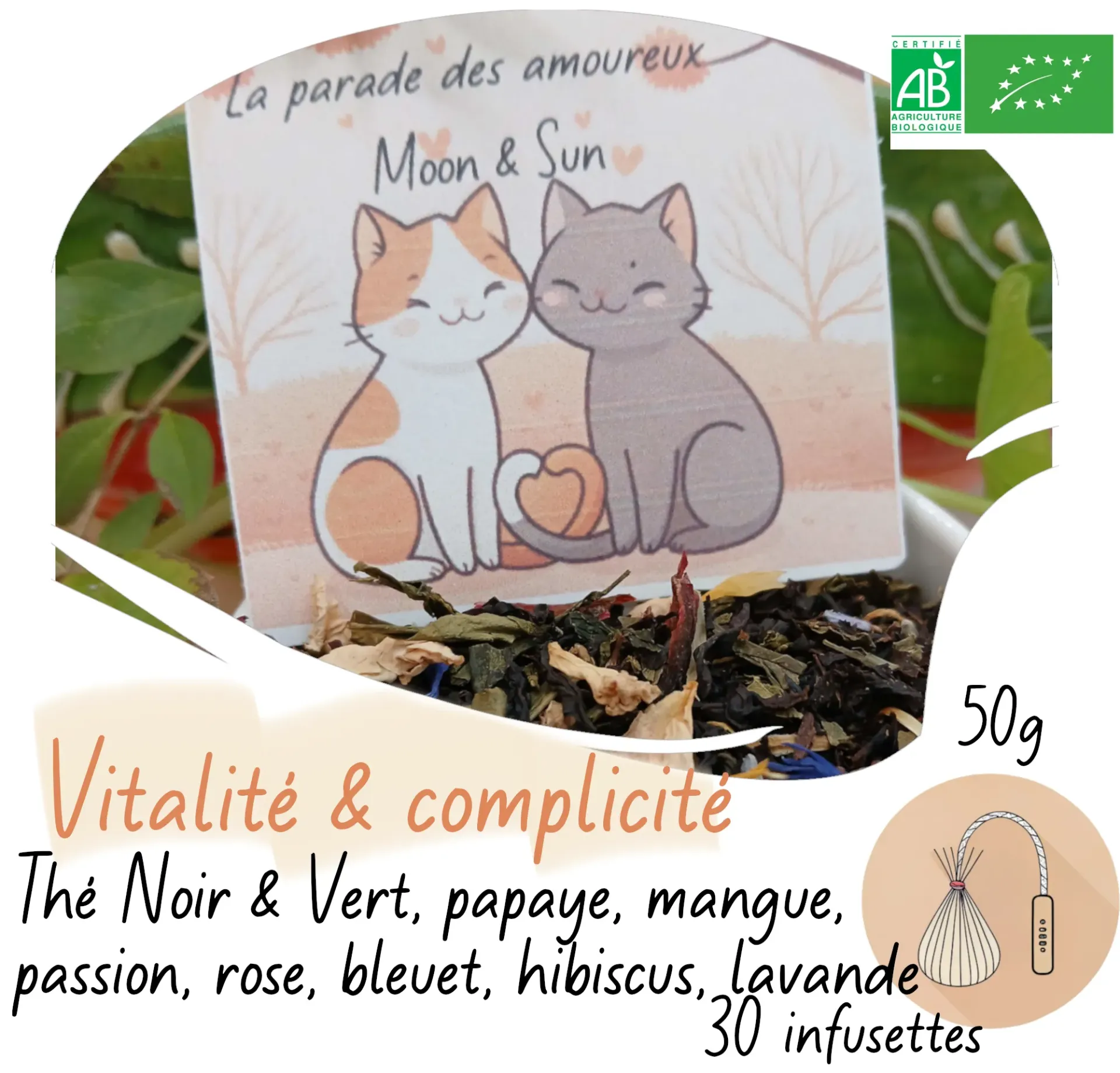 Moon & Sun "La parade des amoureux" - Thé Bio Sachet 50g