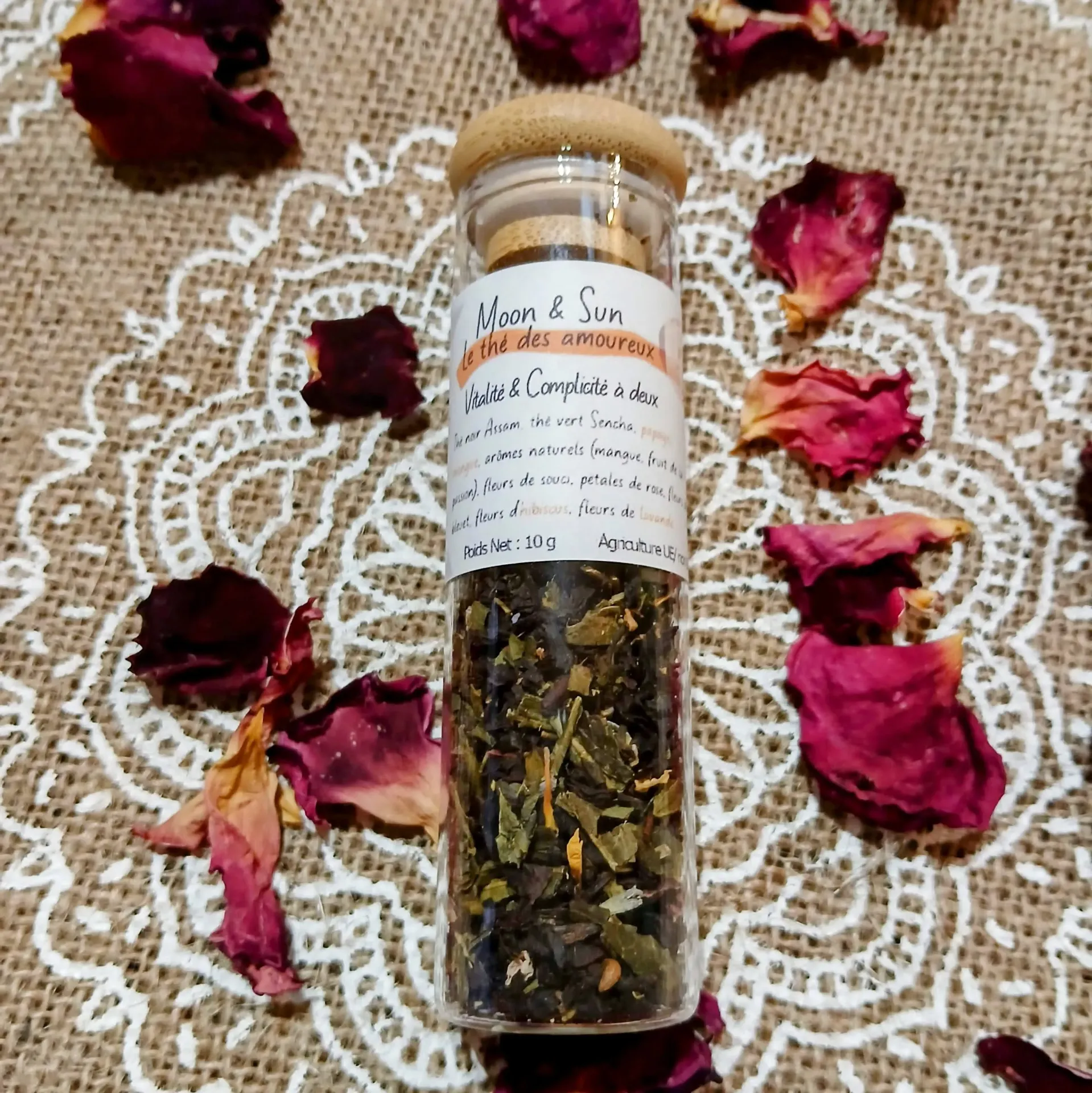 La Fiole Thé "Moon & Sun" La parade des amoureux" Verre & Bambou-  vrac 10g à 15g
