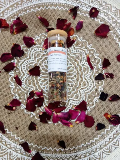 Fiole infusion "Les délices rouges de Zéphyr - Bio Vrac" en Verre & Bambou-  vrac 10g à 15g