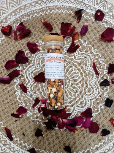 Fiole infusion "Symphonie Rouge d'Ibis - Bio Vrac" en Verre & Bambou-  vrac 10g à 15g 