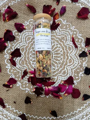 Fiole infusion "Bouger avec Brutus - Bio Vrac" en Verre & Bambou-  vrac 10g à 15g